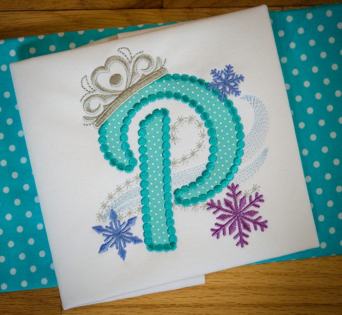 Princess Crown Applique Alphabet Machine Embroidery Designs by JuJu
