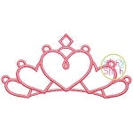 Princess Crown Hearts Topper Embroidery | Machine Embroidery Designs by JuJu