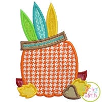 Pumpkin with Headdress Applique | Machine Embroidery Designs by JuJu