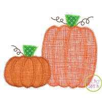 Pumpkin Pair Zig Zag Applique | Machine Embroidery Designs by JuJu