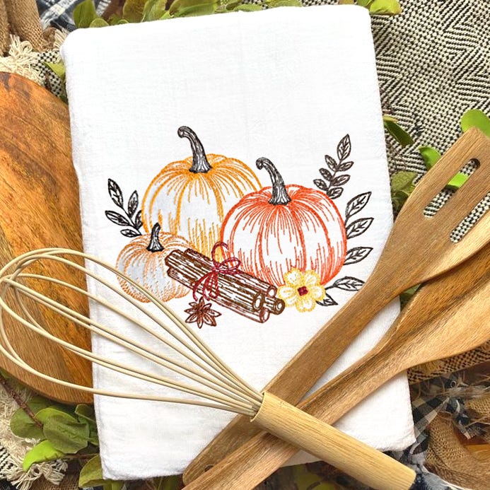 Vintage Sketch Pumpkins | Machine Embroidery Designs by JuJu	