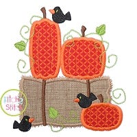 Pumpkins Hay Bale Applique | Machine Embroidery Designs by JuJu