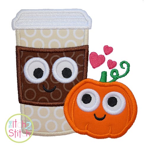 Pumpkin Spice Latte Applique | Machine Embroidery Designs by JuJu