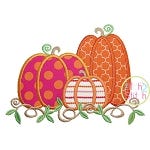 Pumpkin Trio 2 Applique | Machine Embroidery Designs by JuJu