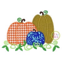 Pumpkin Trio 2 Zig Zag Applique | Machine Embroidery Designs by JuJu