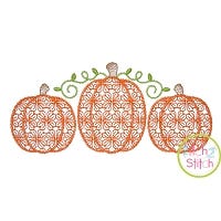 Pumpkin Trio Motif Embroidery | Machine Embroidery Designs by JuJu