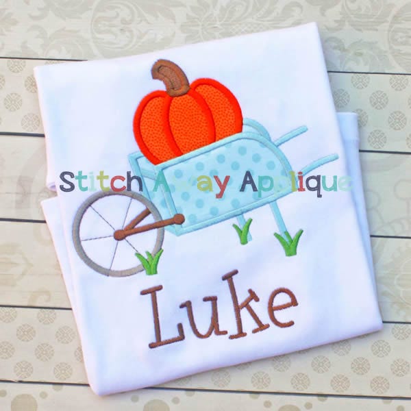 Pumpkin Wheelbarrow | Machine Embroidery Designs by JuJu