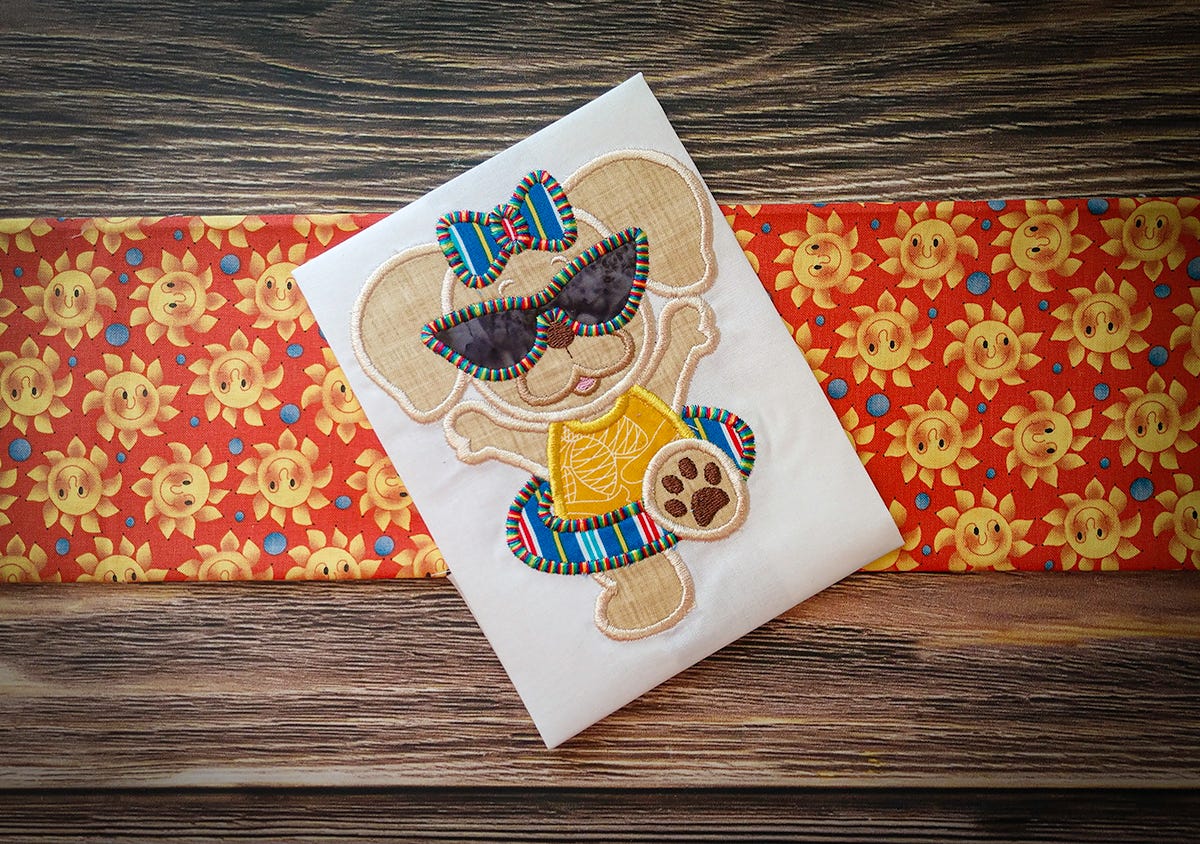 Beach Pup Float | Machine Embroidery Designs by JuJu