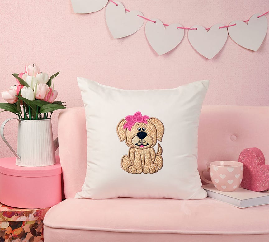 Puppy Girl Applique | Machine Embroidery Designs by JuJu