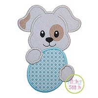 Puppy with Egg Applique Design | Machine Embroidery Designs by JuJu