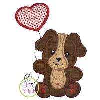 Puppy with Heart Balloon Boy Applique Design | Machine Embroidery Designs by JuJu