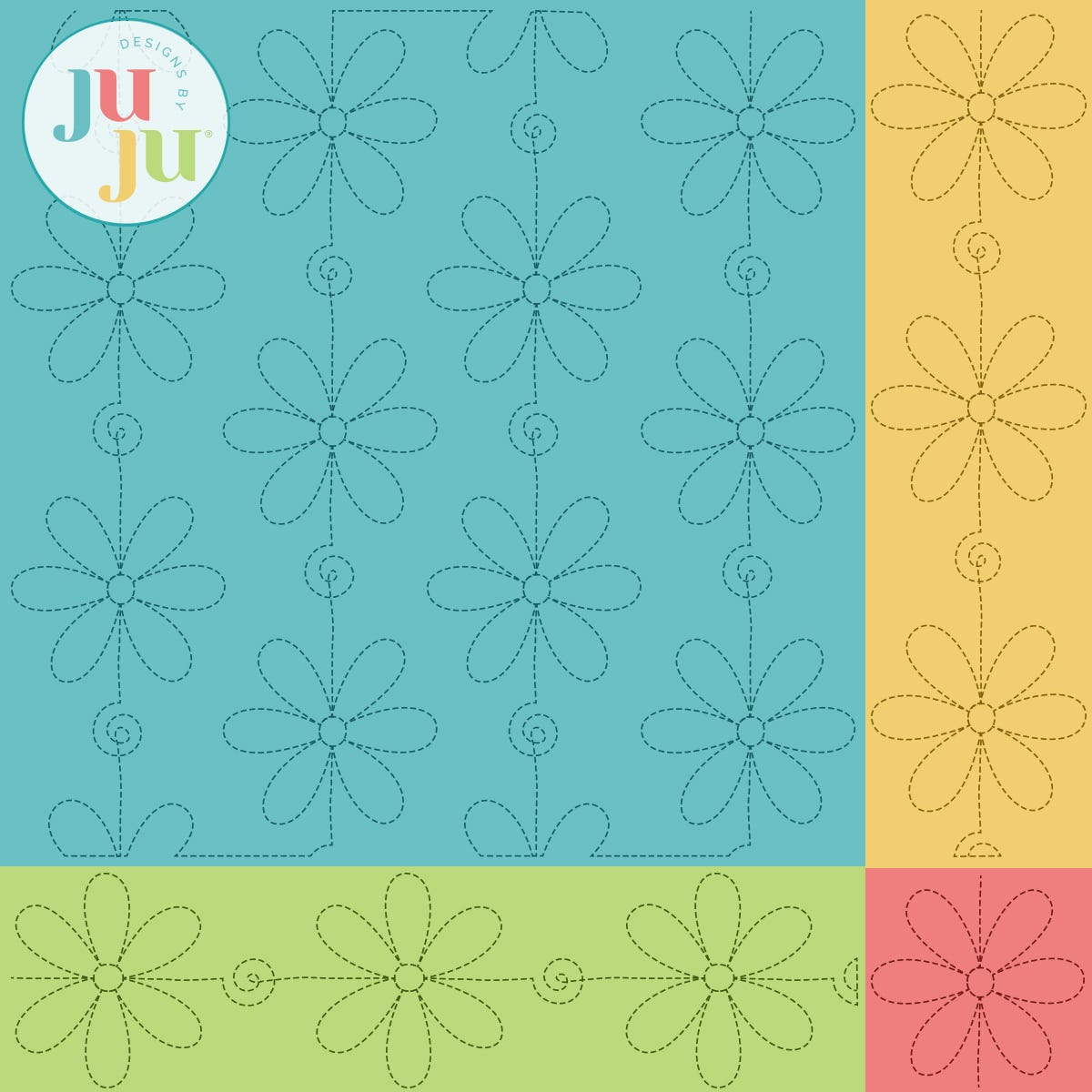 Lines of Flowers Quilting Backdrops Design | Machine Embroidery Designs by JuJu