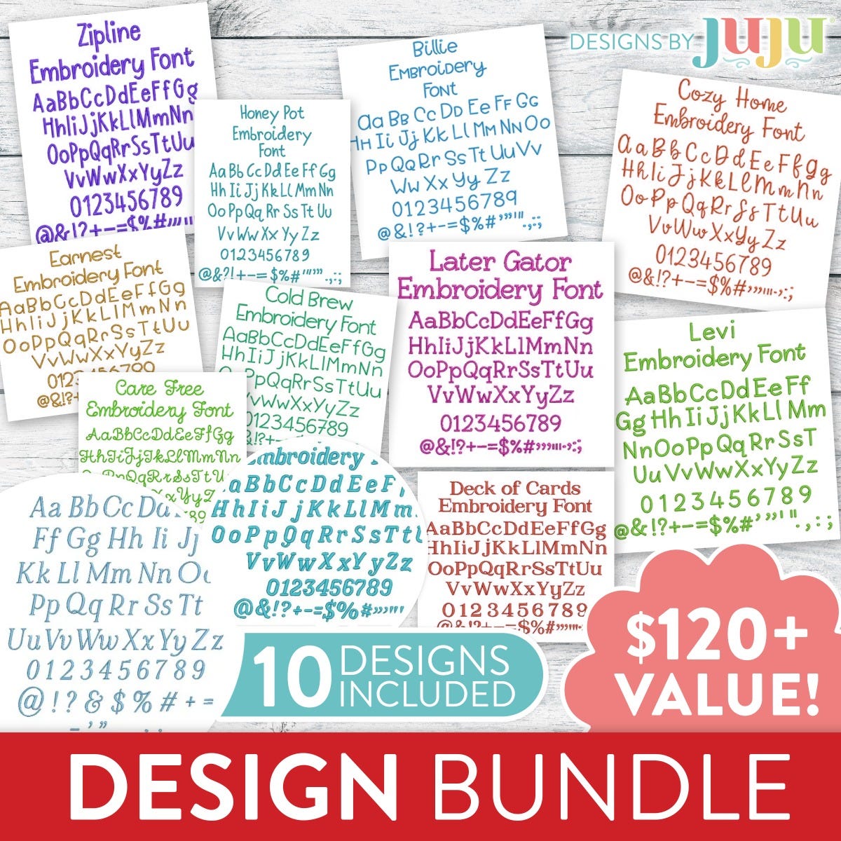 Quarter Inch Embroidery Font 2 Bundle