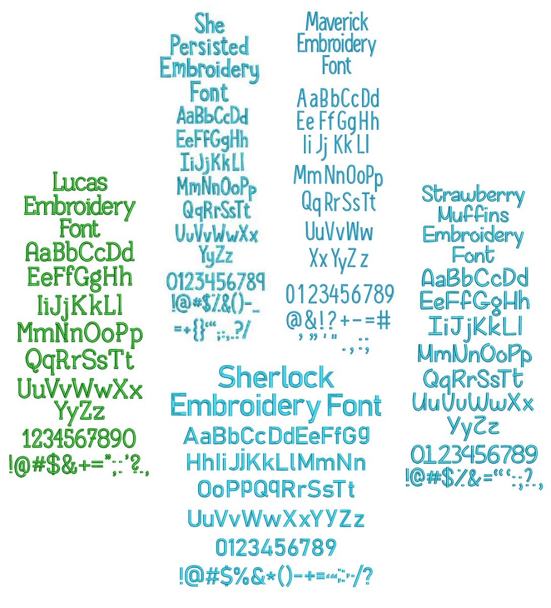 Quarter Inch Font Bundle 10 | Machine Embroidery Designs by JuJu