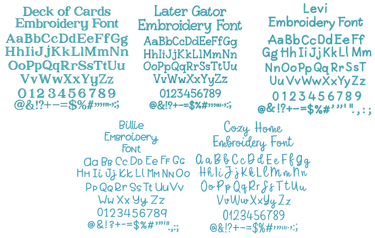 Quarter Inch Font Bundle 14 | Machine Embroidery Designs by JuJu