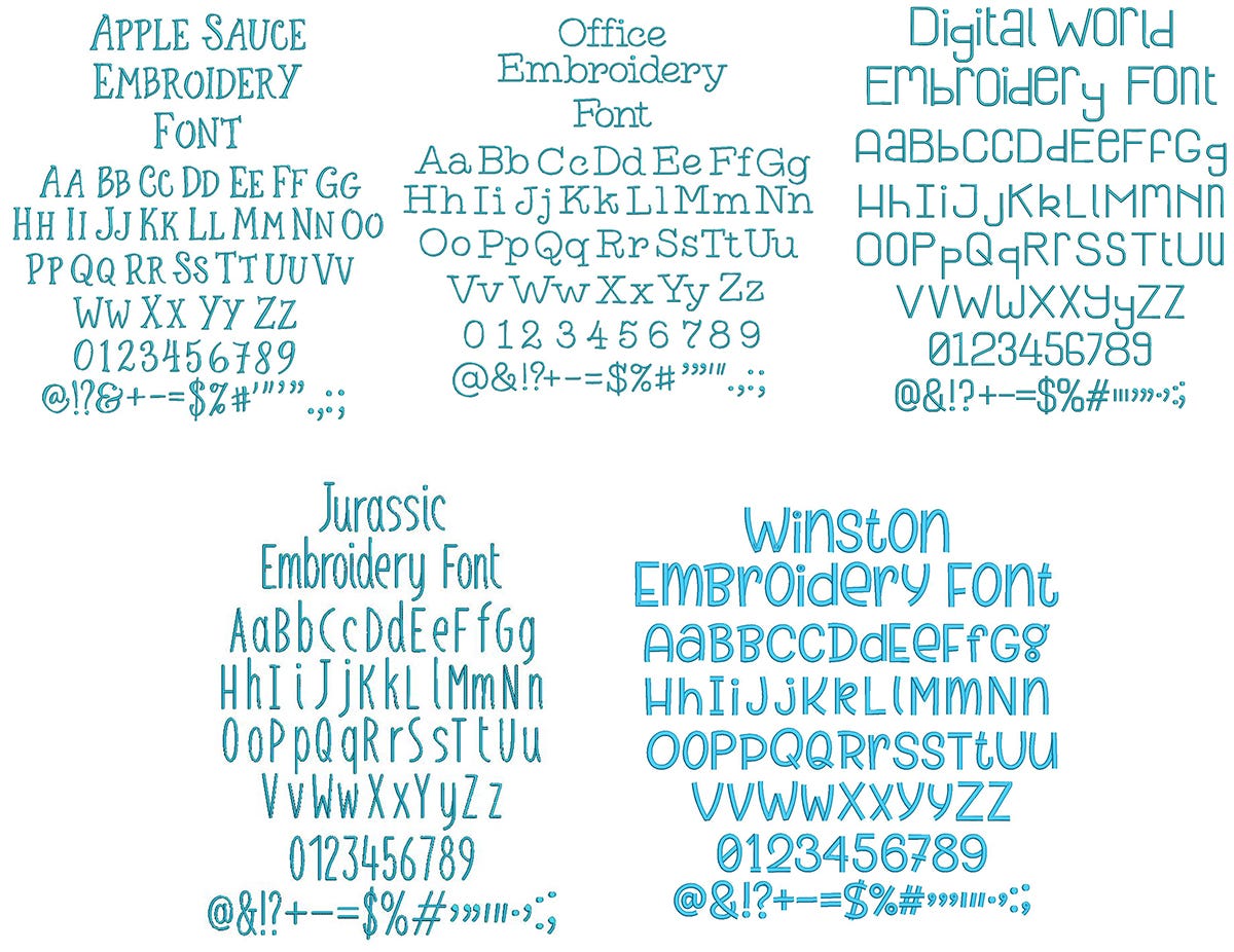 Quarter Inch Font Bundle 15 Digital Embroidery Machine Designs by JuJu