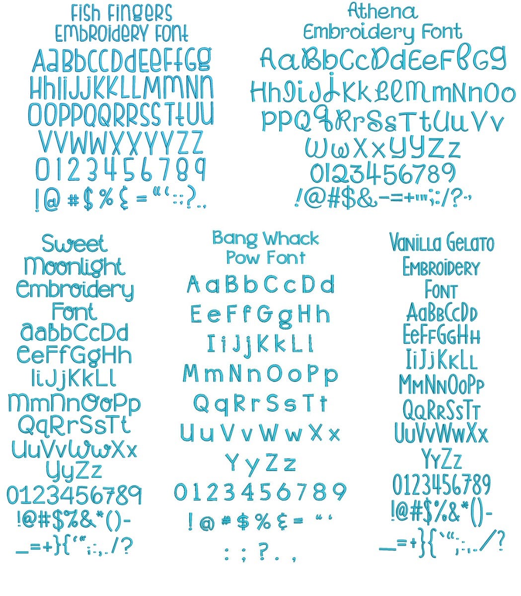 Quarter Inch Font Bundle 4 | Machine Embroidery Designs by JuJu