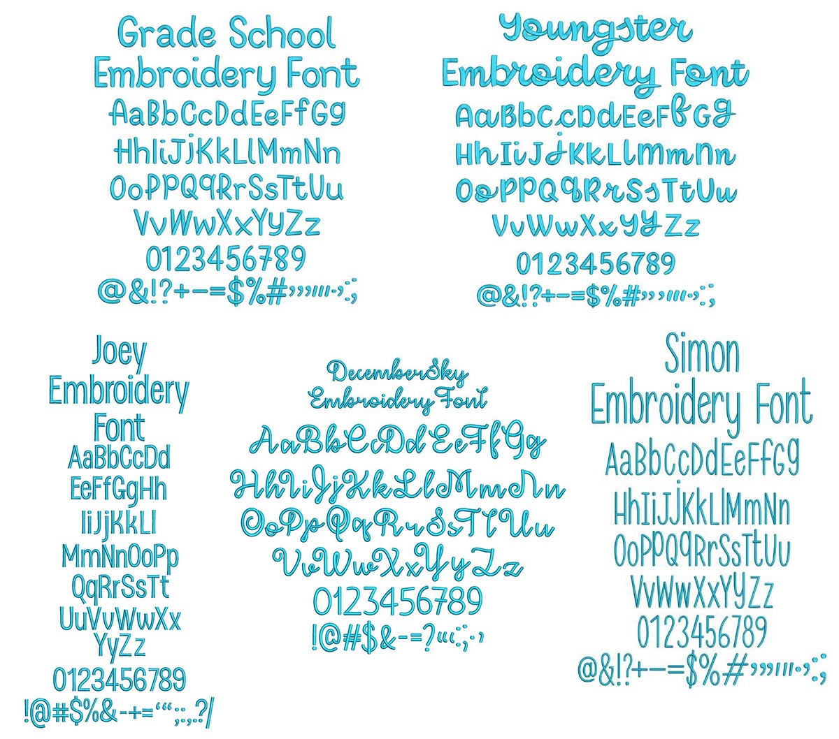 Quarter Inch Font Bundle 6 | Machine Embroidery Designs by JuJu