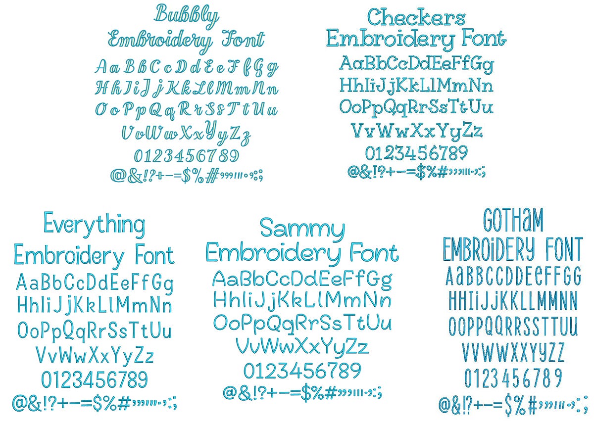 Quarter Inch Font Bundle 7 | Machine Embroidery Designs by JuJu