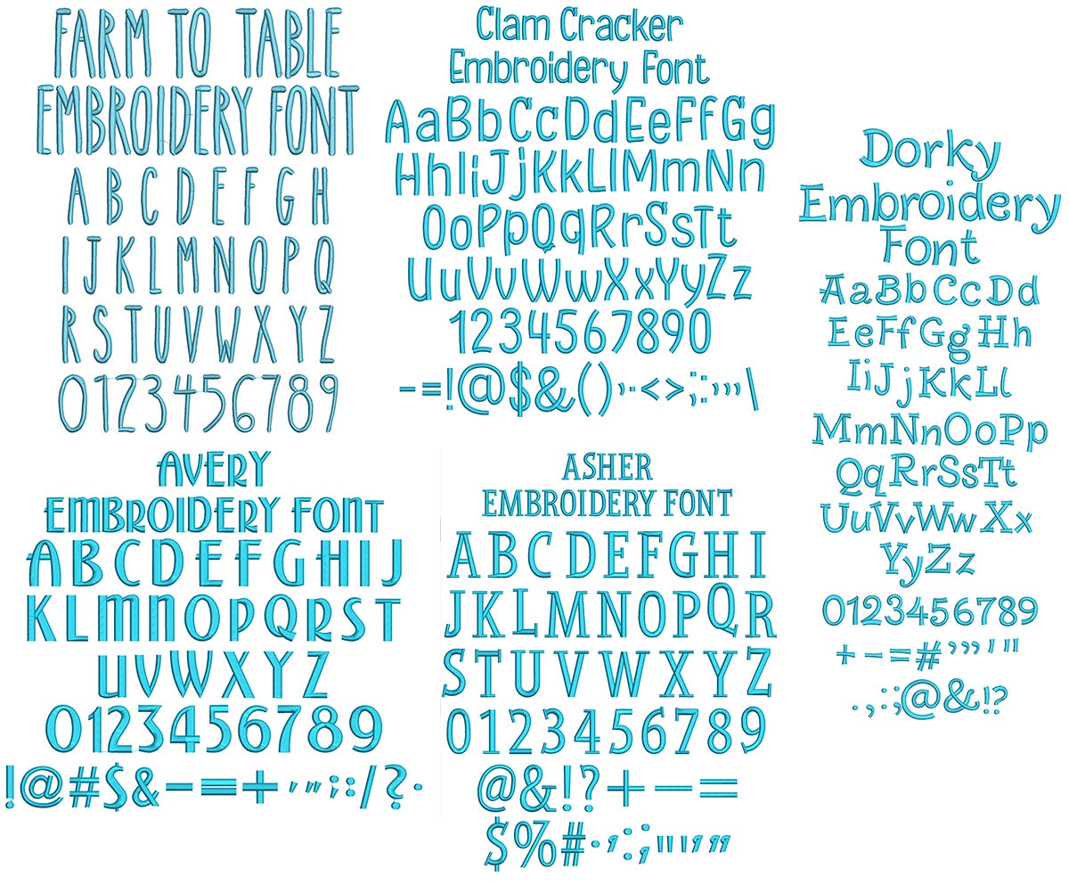 Quarter Inch Font Bundle 8 | Machine Embroidery Designs by JuJu