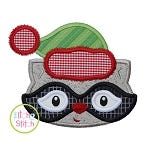 Winter Raccoon Face Boy Applique | Machine Embroidery Designs by JuJu