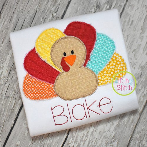 Rag Tag Turkey Boy Applique | Machine Embroidery Designs by JuJu