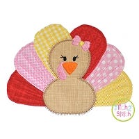 Rag Tag Turkey Girl Applique | Machine Embroidery Designs by JuJu