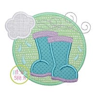 Rain Boots Circle Applique Design | Machine Embroidery Designs by JuJu