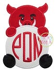 Hog Mascot Monogram Peeker Applique | Machine Embroidery Designs by JuJu