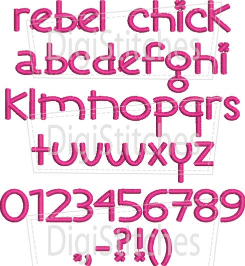 Rebel Chick Embroidery Font | Machine Embroidery Designs by JuJu