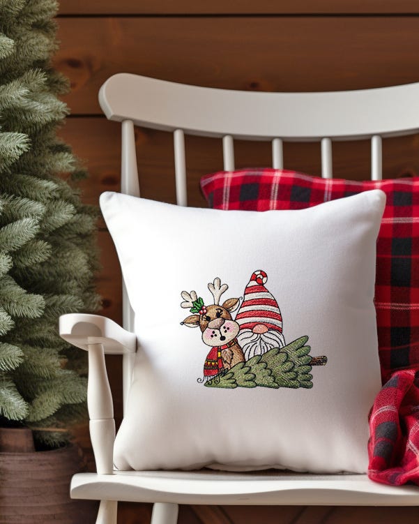Gnome Reindeer | Machine Embroidery Designs by JuJu