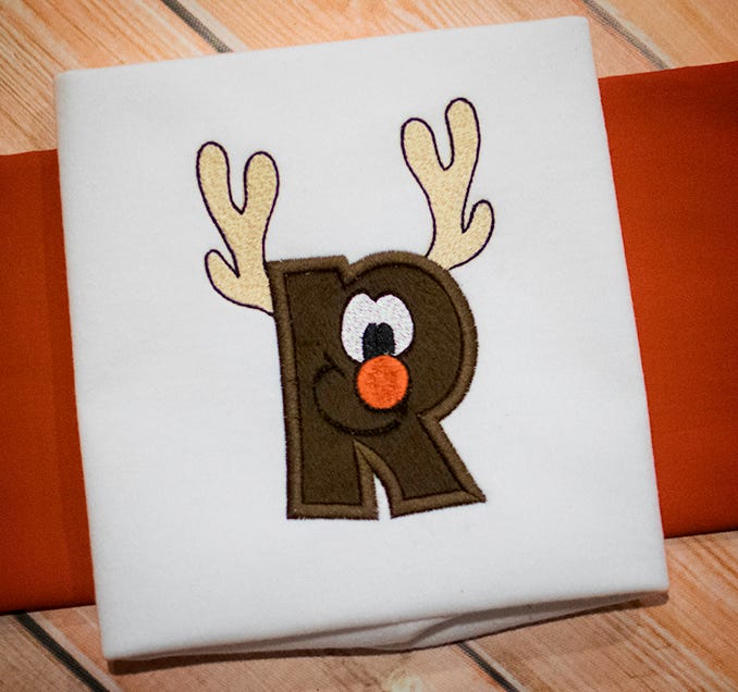 Reindeer Applique Alphabet Machine Embroidery Designs by JuJu
