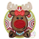 Reindeer Circle Girl Applique | Machine Embroidery Designs by JuJu