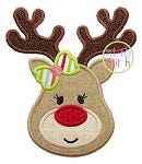Reindeer Face Girl Applique | Machine Embroidery Designs by JuJu