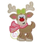 Reindeer with Scarf Girl Applique | Machine Embroidery Designs by JuJu