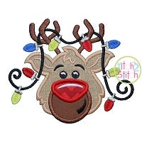 Reindeer Head Lights Applique | Machine Embroidery Designs by JuJu