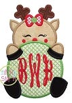Reindeer Girl Peeker Applique | Machine Embroidery Designs by JuJu