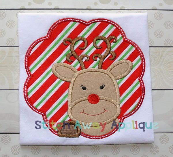 Reindeer Scallop | Machine Embroidery Designs by JuJu/ Stitch Away Applique 