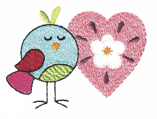 Love Birds Filled Stitch Machine Embroidery Designs by JuJu