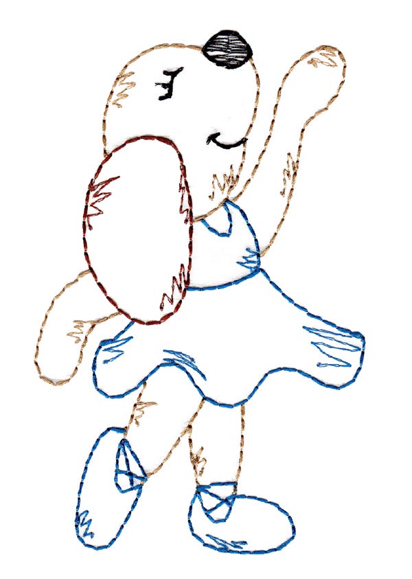 Ballerina Animals Vintage Stitch Machine Embroidery Designs by JuJu