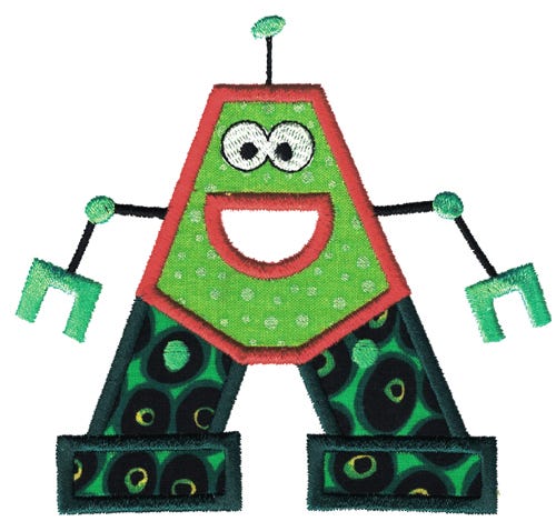Robots Applique Alphabet Machine Embroidery Designs by JuJu