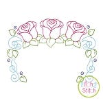 Roses Trio Frame Bean Embroidery | Machine Embroidery Designs by JuJu