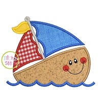 SailAway Boat Applique | Machine Embroidery Designs by JuJu