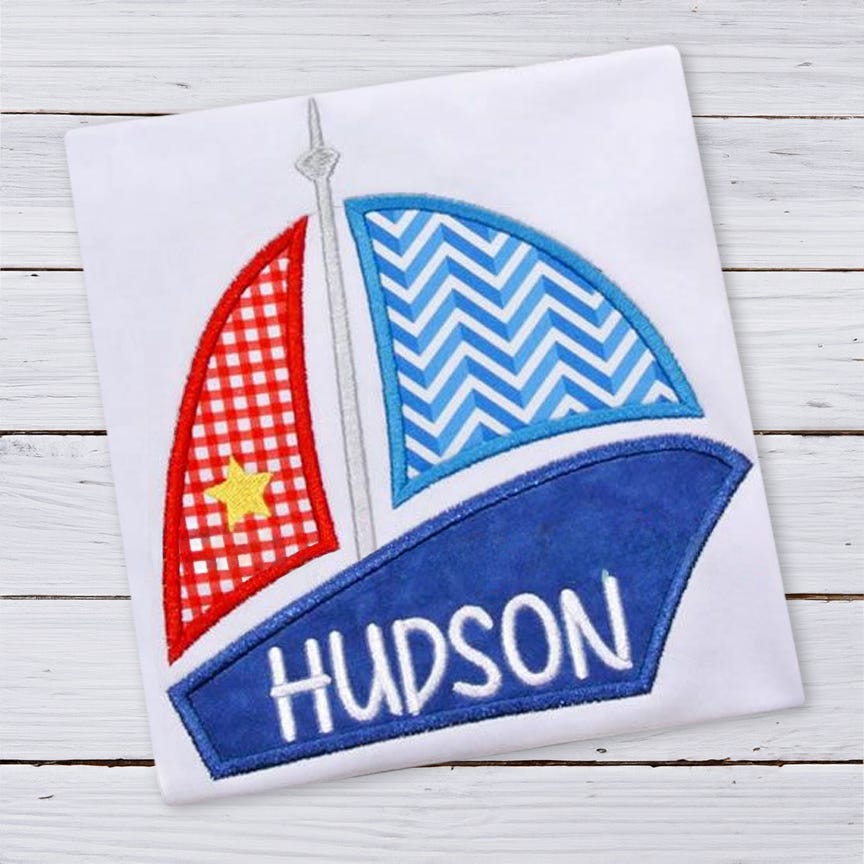 Patriotic Sailboat | Machine Embroidery Designs by JuJu
