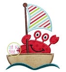 Sailing Crab Boat Applique | Machine Embroidery Designs by JuJu
