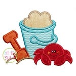 Beach Bucket Crab Applique | Machine Embroidery Designs by JuJu
