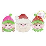 Santa Elves Trio Sketch Embroidery | Machine Embroidery Designs by JuJu