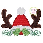 Santa Hat Antler Applique | Machine Embroidery Designs by JuJu