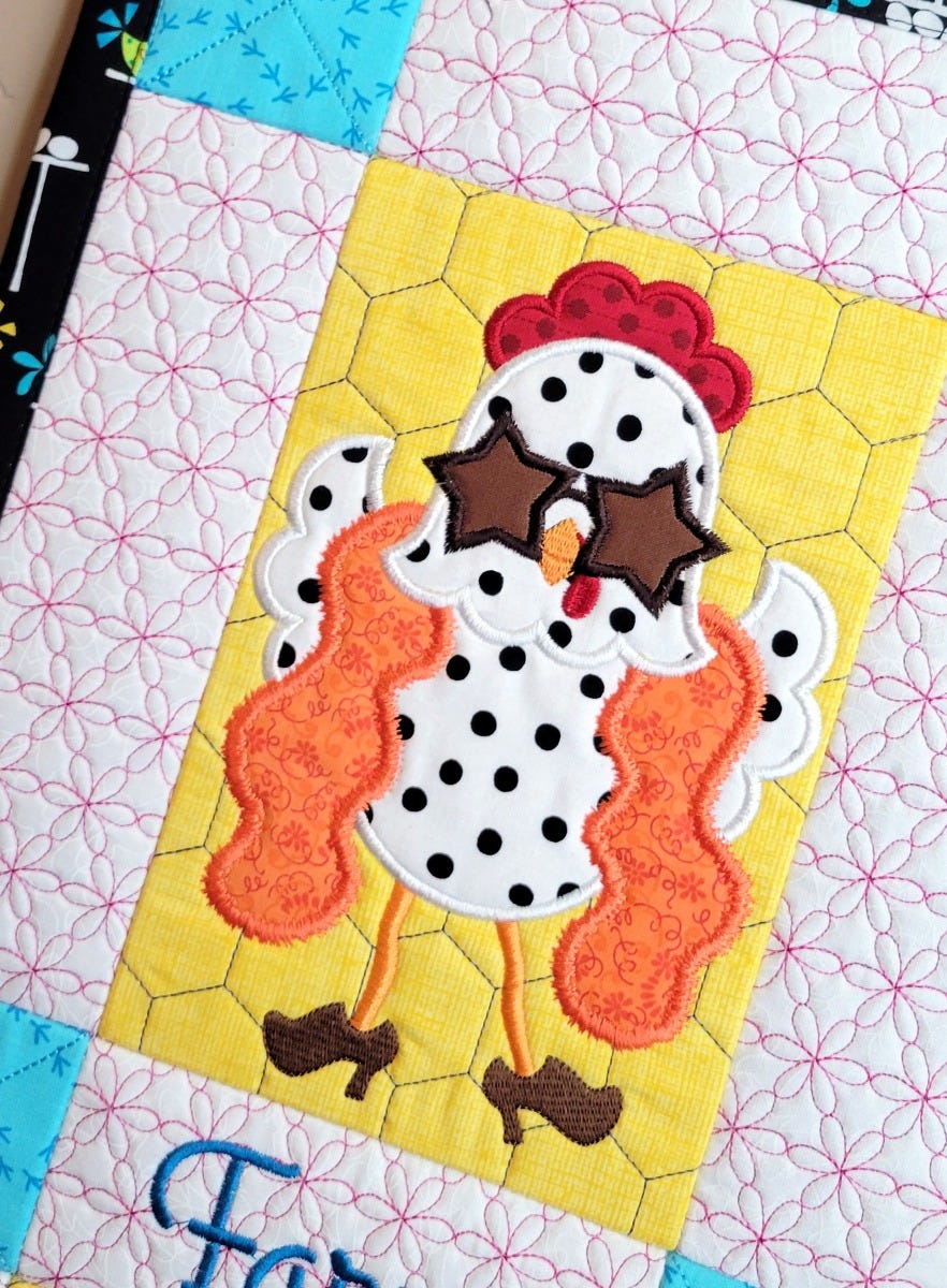 ITH Sassy Chickens Wall Hanging | Machine Embroidery Designs by JuJu