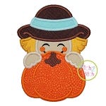 Scarecrow Boy Pumpkin Peeker Applique | Machine Embroidery Designs by JuJu